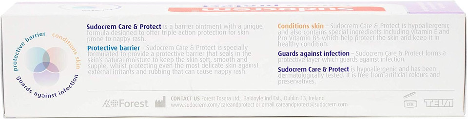 Sudocrem® Care & Protect Nappy Cream - Triple Care Ointment Protects Against Nappy Rash, 100g (Pack of 1)