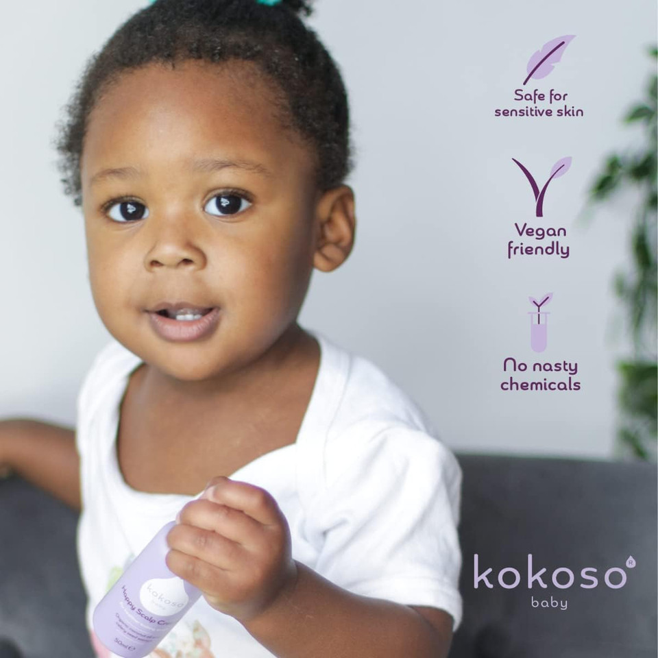 Kokoso Baby - Happy Scalp Cream for Baby - Organic Coconut Oil, Aloe Vera & Celery Seed Extract - Moisturises & Soothes Dry Scalps - Fragrance-Free, pH Balanced Formula - 50ml