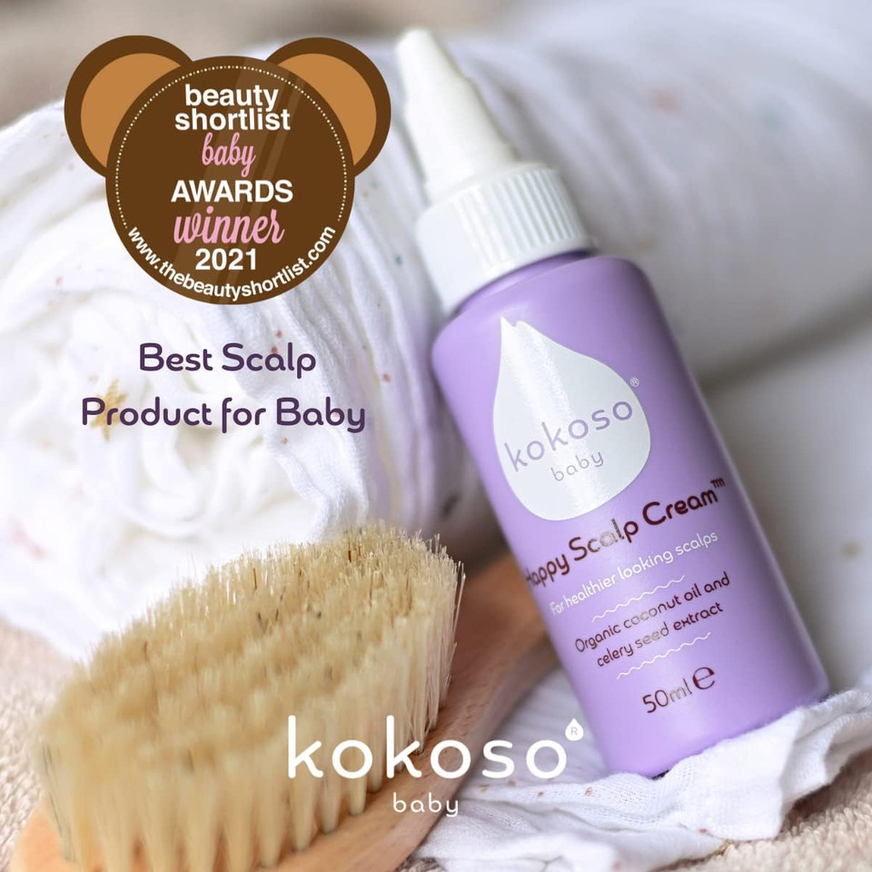 Kokoso Baby - Happy Scalp Cream for Baby - Organic Coconut Oil, Aloe Vera & Celery Seed Extract - Moisturises & Soothes Dry Scalps - Fragrance-Free, pH Balanced Formula - 50ml