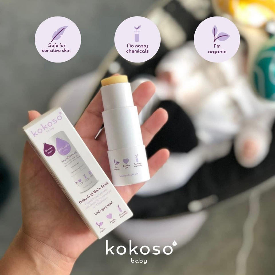 Kokoso Baby Soft Balm Stick, Organic Lavender, Great for Dry Hands, Sore Lips and Chapped Cheeks, Protects Dribbly Chins and Soothes Dribble Rash, 100% Natural & Organic Ingredients, 13g