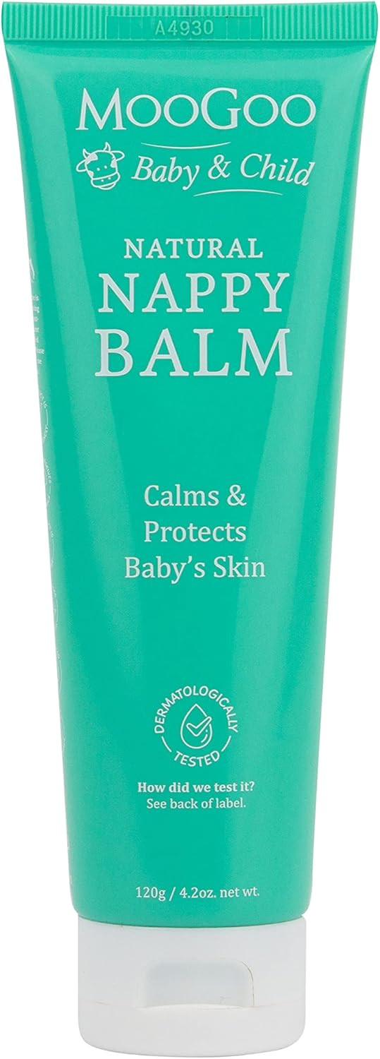 MooGoo Baby Nappy Balm - Zinc-Based Natural Barrier Cream for Nappy Rash, Paediatrician Approved, Hypoallergenic & Dermatologically Tested for Sensitive Skin, 120g / 4.2 oz
