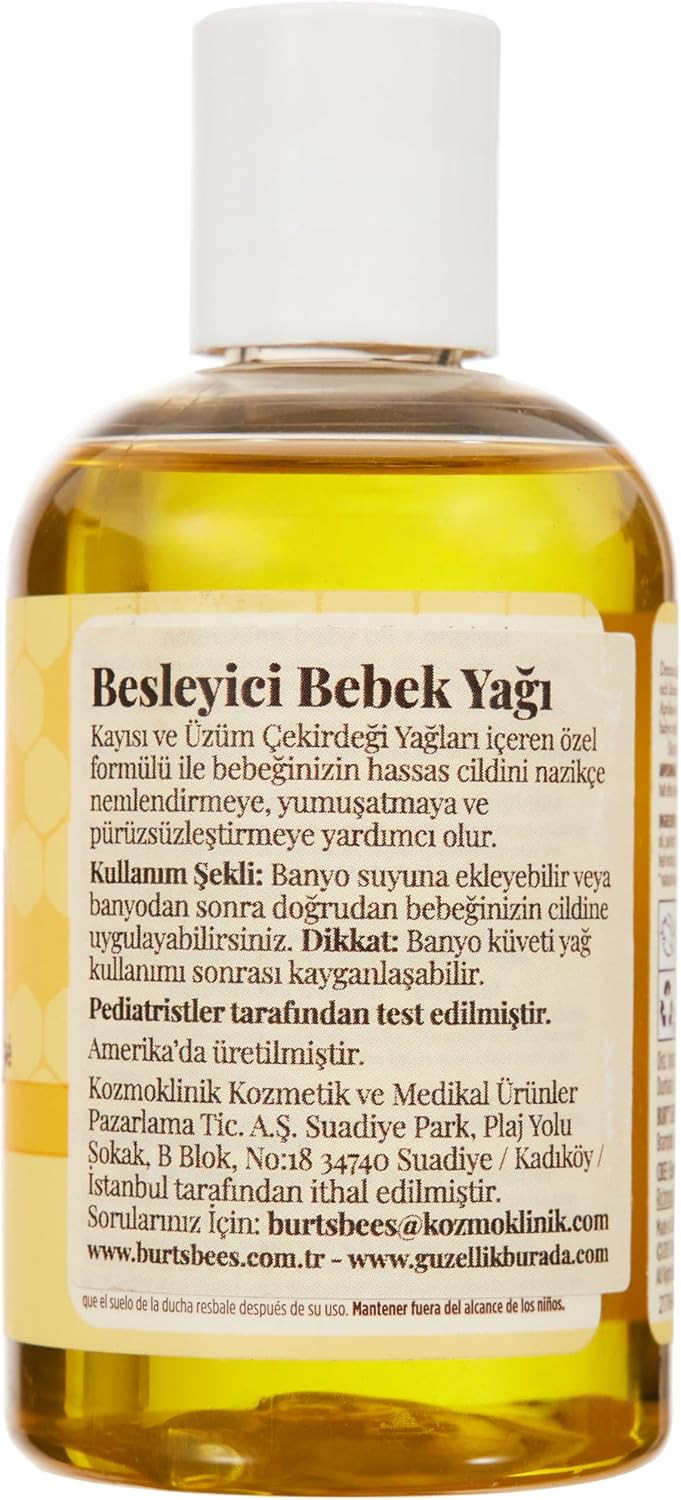 Burt's Bees Baby Oil, Nourishing Baby Moisturiser With Apricot Oil, Paediatrician-Tested, 115ml