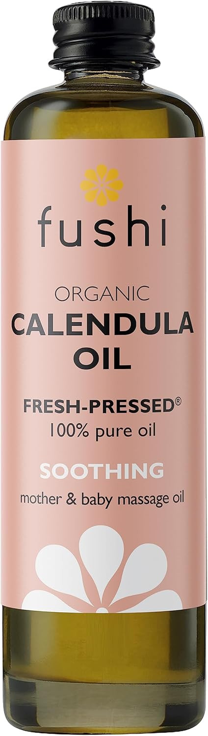 Fushi Organic Calendula Oil 100ml | Fresh-Pressed & Triple Infused for 3 Months | Best for Minor Abrasions, Irritated Skin, Skin Healing | Anti-inflammatory | Oil for Babies | Vegan, Made in the UK