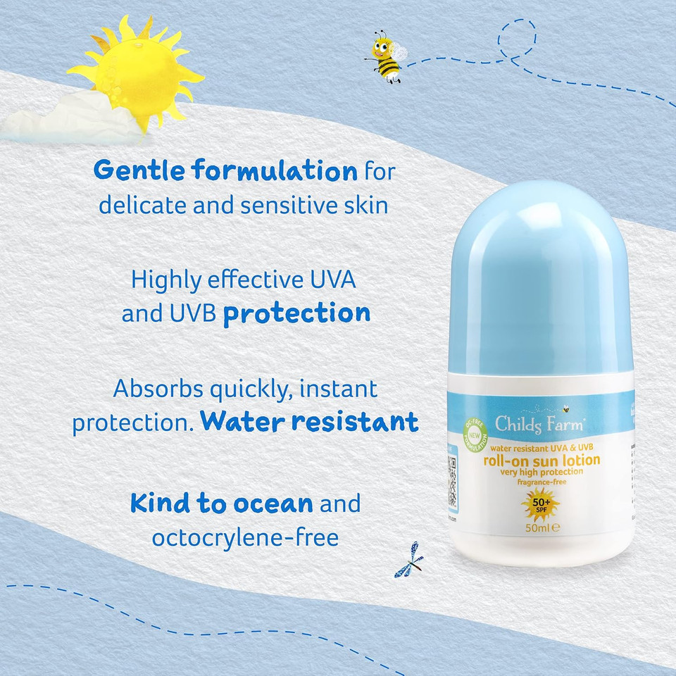 Childs Farm Kids and Baby Sun Cream SPF 50plus Water Resistant UVA and UVB Very High Protection Suitable for Dry, Sensitive and Eczema-prone Skin 200ml