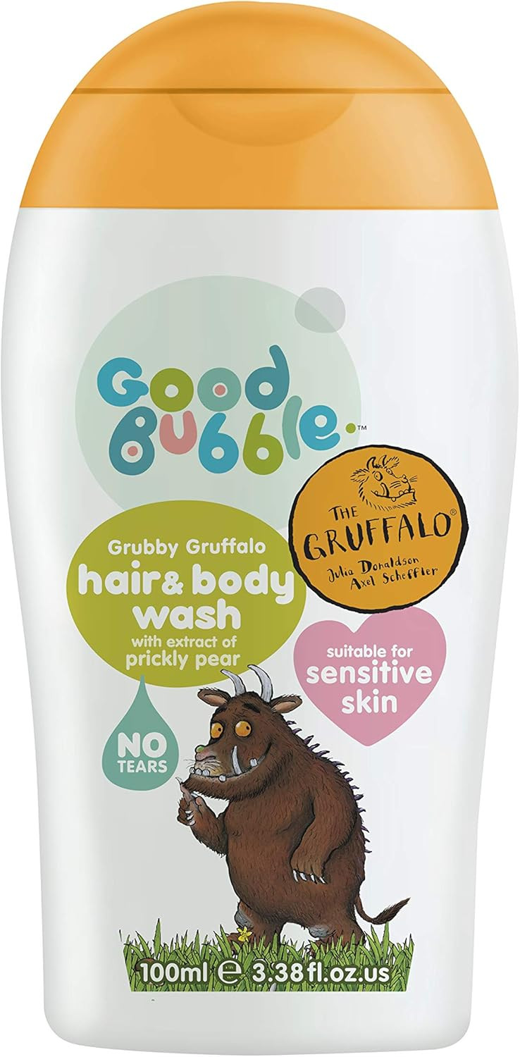 Good Bubble Gruffalo Hair and Body Wash with Prickly Pear Extract - Tear-Free and Sulphate Free Kids Body Wash for Sensitive Skin - 100ml Travel Size