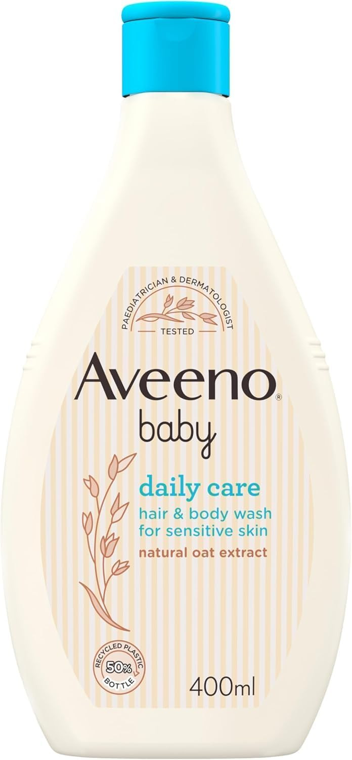 Aveeno Baby Daily Care Hair and Body Wash (1 x 400 ml), Tear-Free Baby Wash with Gentle Fragrance with Collodial Oatmeal, Gently Cleanses and Leaves Skin Feeling Moisturised, For Sensitive Skin