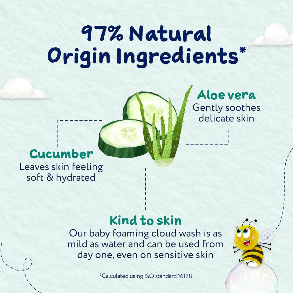 Childs Farm Baby Foaming Cloud Face & Body Wash, Baby Soft Scent | Tear-free, Gently Cleanses & Soothes | Suitable for Newborns with Dry, Sensitive Skin, 160ml