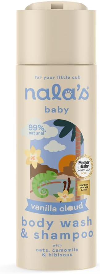 Nala's Baby Body Wash & Shampoo Vanilla Cloud | Allergen-Free Sweet Vanilla Fragrance | 99% Natural | Dermatologically-tested and Paediatrician-approved | Tear-Free | Vegan | 200ml | Nalas Baby