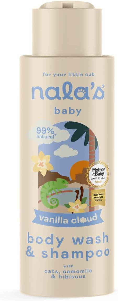 Nala's Baby Body Wash & Shampoo | Award-winning | 99% Natural | Dermatologically-tested and Paediatrician-approved | Tear-Free | Vanilla scent | Oats, chamomile & hibiscus | Vegan | 400ml | Nalas Baby