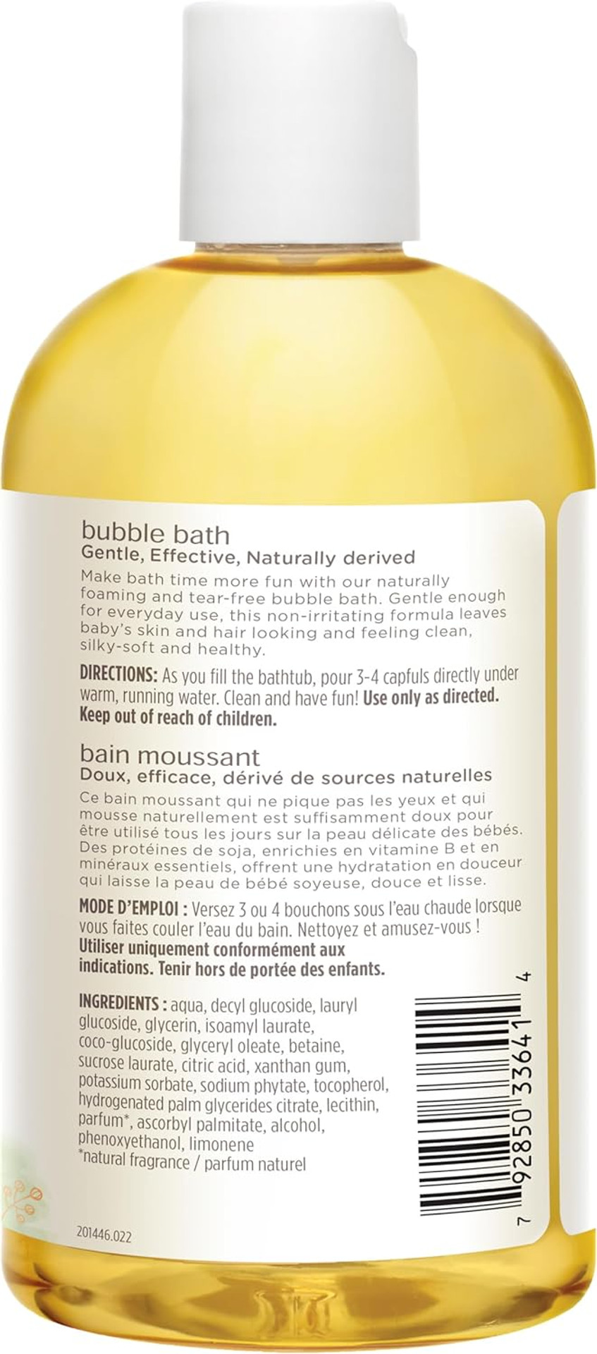 Burts Bees Baby Bubble Bath & Body Wash, Gentle Baby Wash For Daily Care, Tear-Free & Paediatrician-Tested, 354.8ml