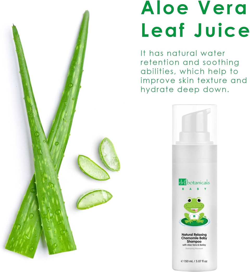 Dr Botanicals Natural Relaxing Chamomile Baby Shampoo with Aloe Vera and Barley| | 97.01% Natural, 100% Vegan & Dermatologically Tested |150ml, White
