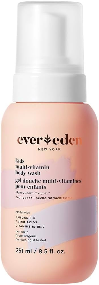 Evereden Multi-Vitamin Kids Body Wash (251ml, Cool Peach): Gentle Kids Body Wash Sensitive Skin Nourishment & Hydration Formula | Clean Non-Toxic Body Wash for Kids