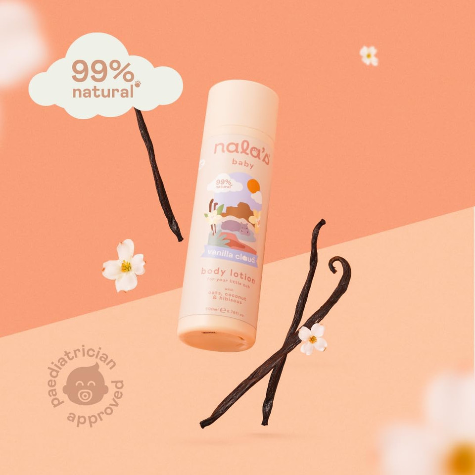 Nala's Baby Vanilla Cloud Bundle | Full Range of Body Wash & Shampoo, Body Lotion, Nighttime Oil | Allergen-Free Sweet Fragrance | Dermatologically-Tested