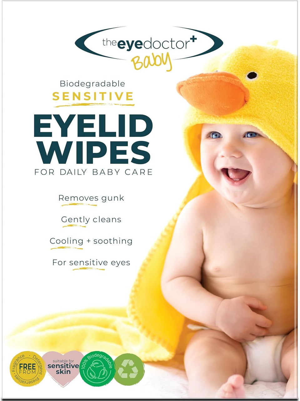 The Eye Doctor Sensitive Baby Eyelid Wipes - 20x Safe Sterile Eye Wipes for Gentle Daily Baby Care - Preservative, Detergent & Fragrance Free - Individually Wrapped