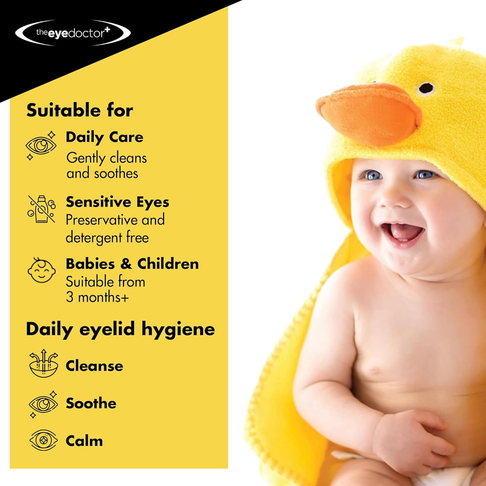 The Eye Doctor Sensitive Baby Eyelid Wipes - 40x Safe Sterile Eye Wipes for Gentle Daily Baby Care - Preservative, Detergent & Fragrance Free - Individually Wrapped