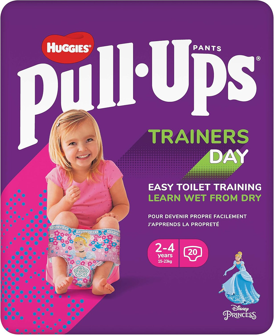Huggies Pull-Ups, Trainers Day Nappy Pants for Girls - 2-4 Years, Size 5-6+ Pull Up Nappies (20 Training Pants) - Essential Pull-Ups for Easy Toilet Training - Learn Wet From Dry