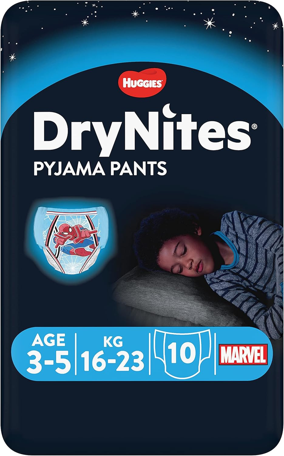 Huggies DryNites, Boys Night Time Pants - Sizes 3-5 Years (10 Pants) - Absorbent Pyjama Pants for All Night Comfort - Unbeatable Night Time Protection