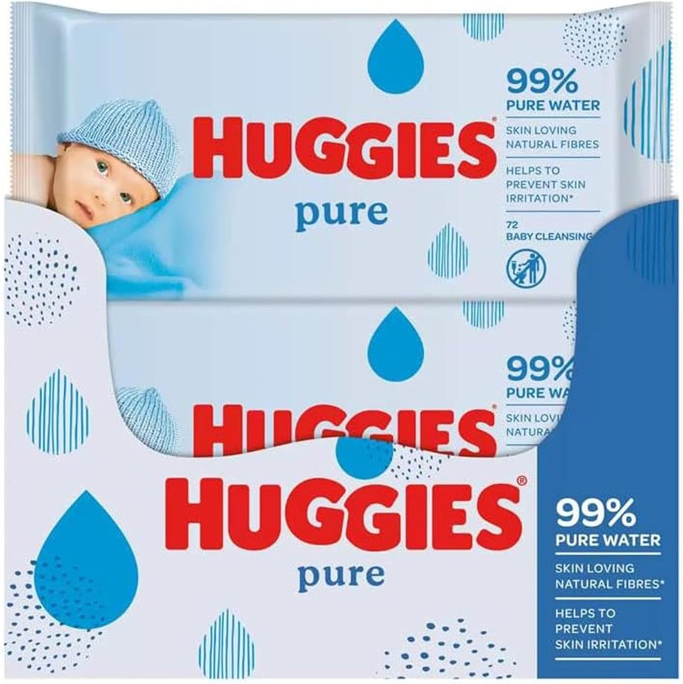 Huggies Pure Baby Wipes - Pack of 10 (10 x 72 Packs, Total 720 Wipes)