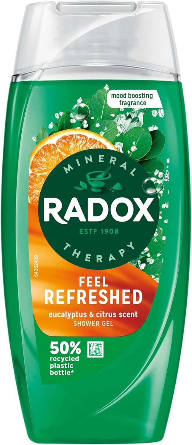 Radox Mineral Therapy Feel Refreshed Shower Gel Body Wash with a eucalyptus & citrus oil fragrance for a refreshing experience 225 ml