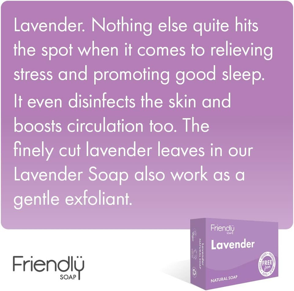Friendly Soap Handmade Natural Lavender Soap - Relaxing, Indulgent, Exfoliating 95g