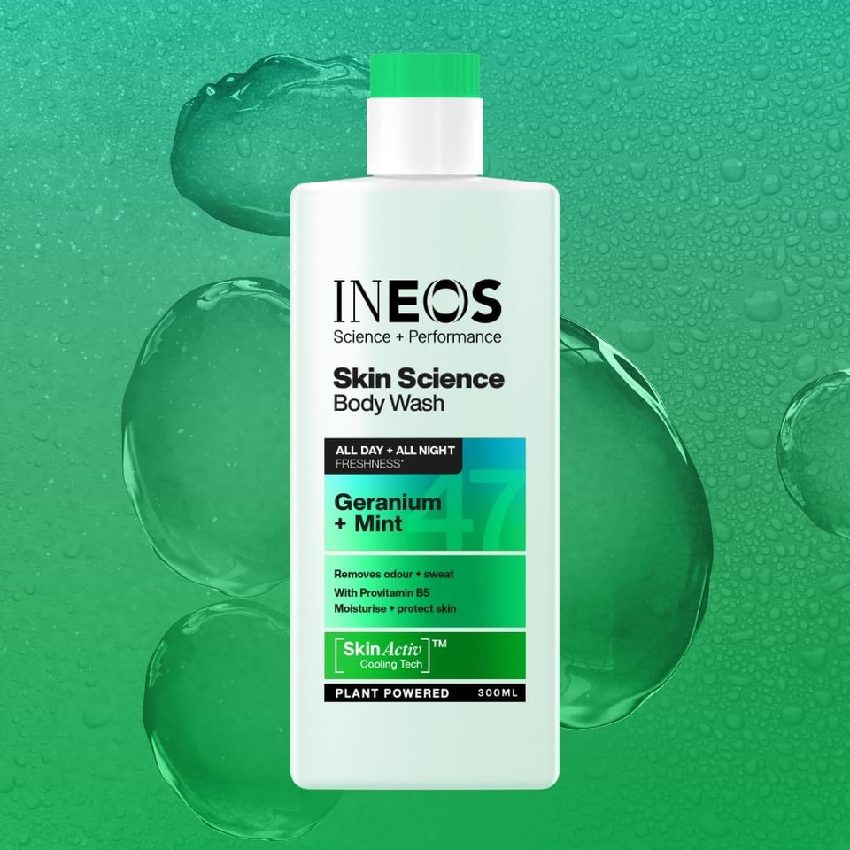 INEOS Skin Science - All Day Freshness With Provitamin B5 Body Wash Geranium + Mint - With SkinActiv Cooling Tech - Plant Powered 300ml
