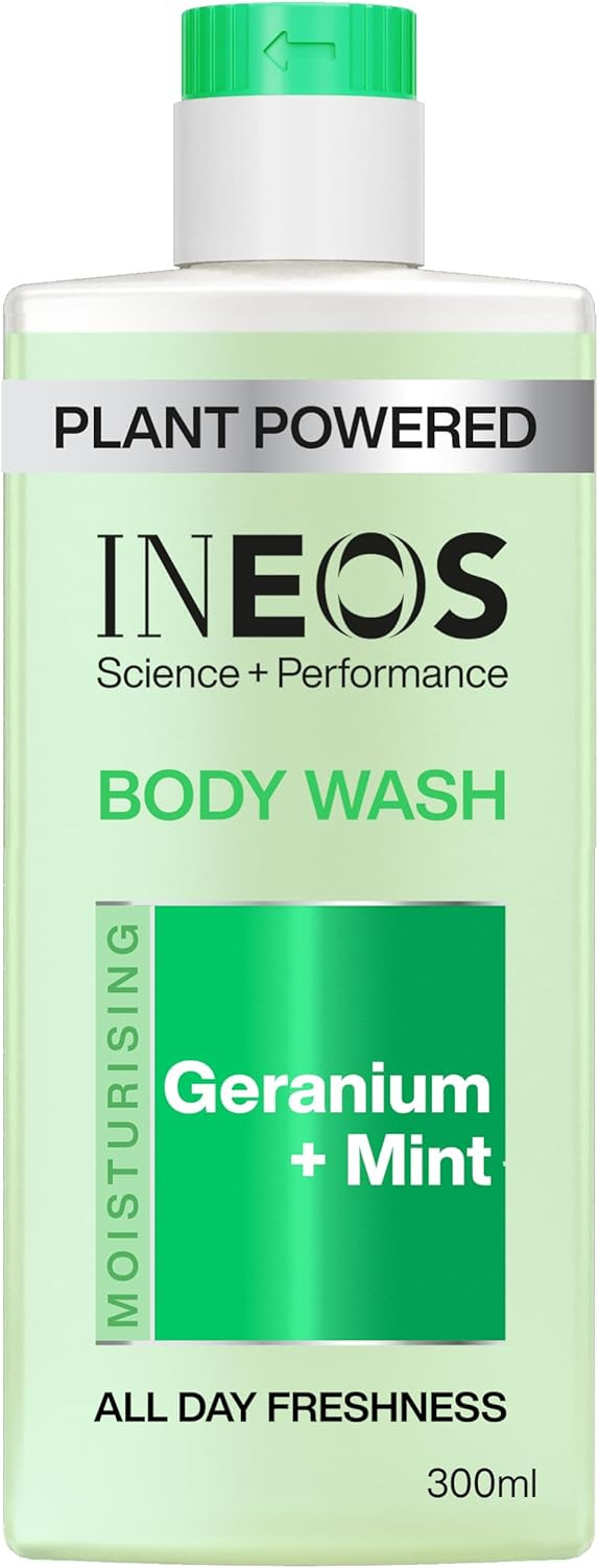 INEOS Skin Science - All Day Freshness With Provitamin B5 Body Wash Geranium + Mint - With SkinActiv Cooling Tech - Plant Powered 300ml