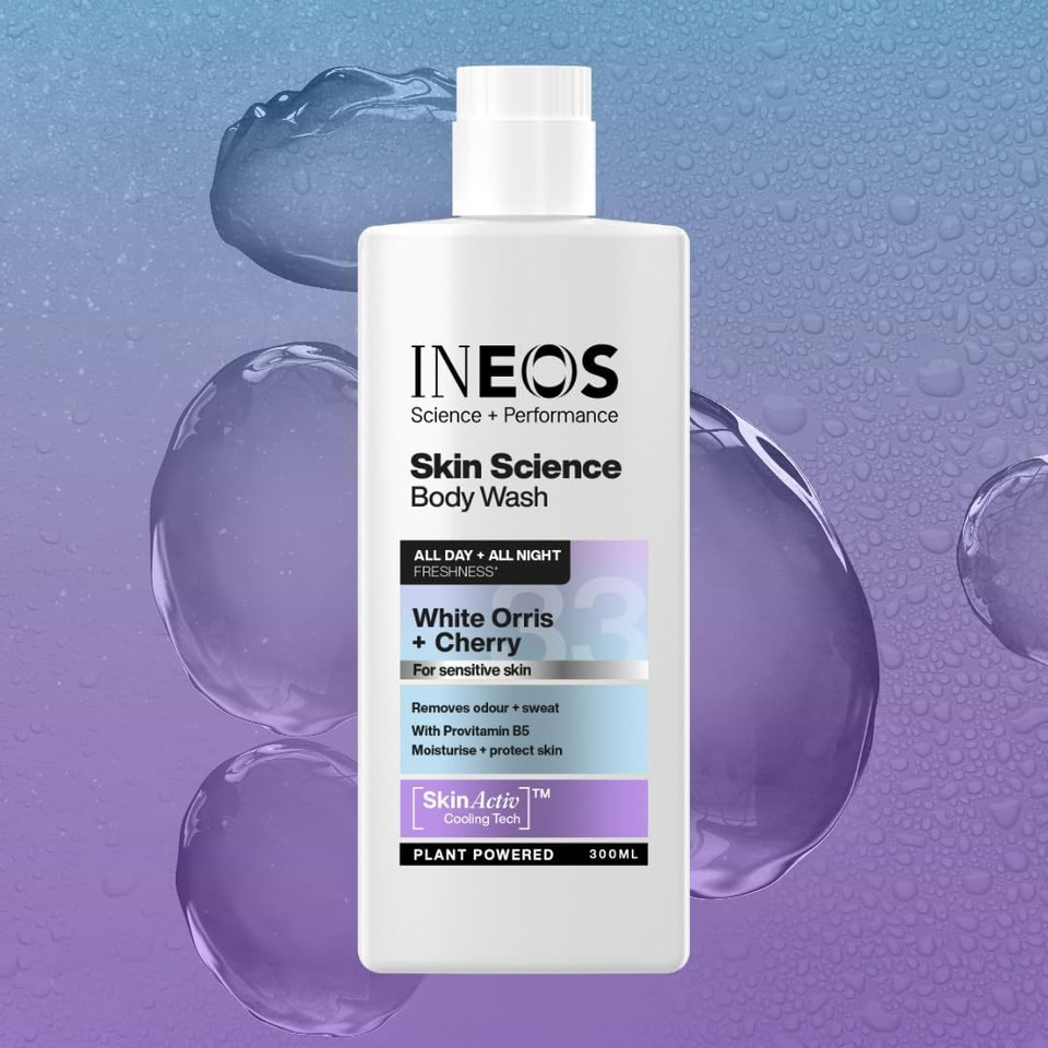 INEOS Skin Science - All Day Freshness With Provitamin B5 Body Wash White Orris + Cherry - With SkinActiv Cooling Tech - Plant Powered 300ml