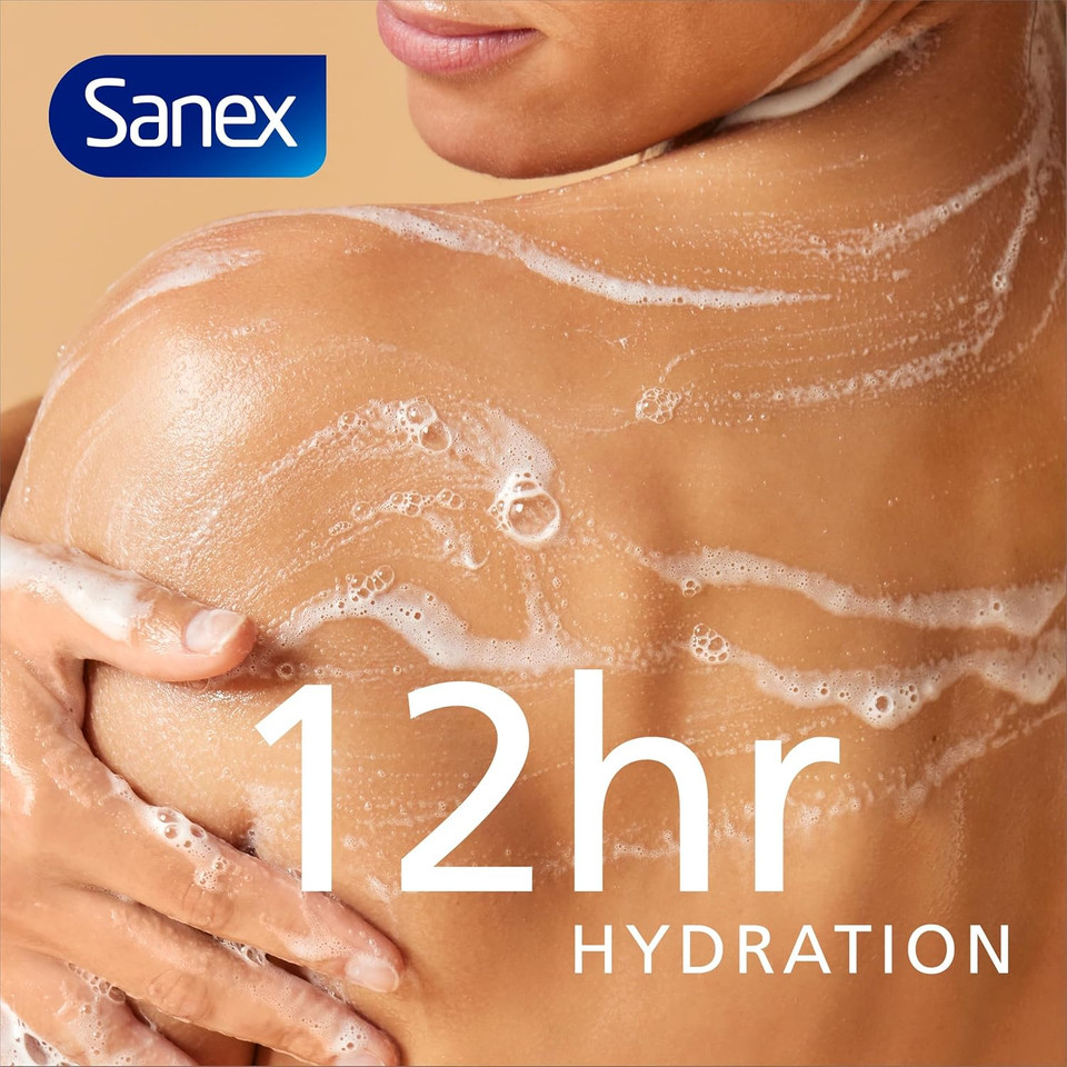 Sanex Expert Skin Health Hypoallergenic Shower Gel l 570ml, for Very Sensitive Skin, Sensitive Shower Gel, 12 Hour Hydration, Prebiotic & Postbiotic Complex, Dermatologically Tested, 0% Sulphates