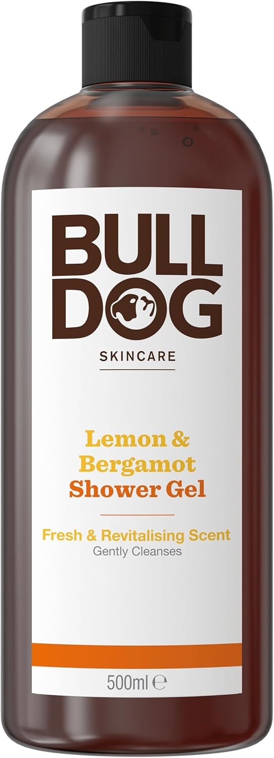 Bulldog Skincare Lemon & Bergamot Shower Gel for Men, Natural, Refreshing Men's Shower Gel, 500 ml