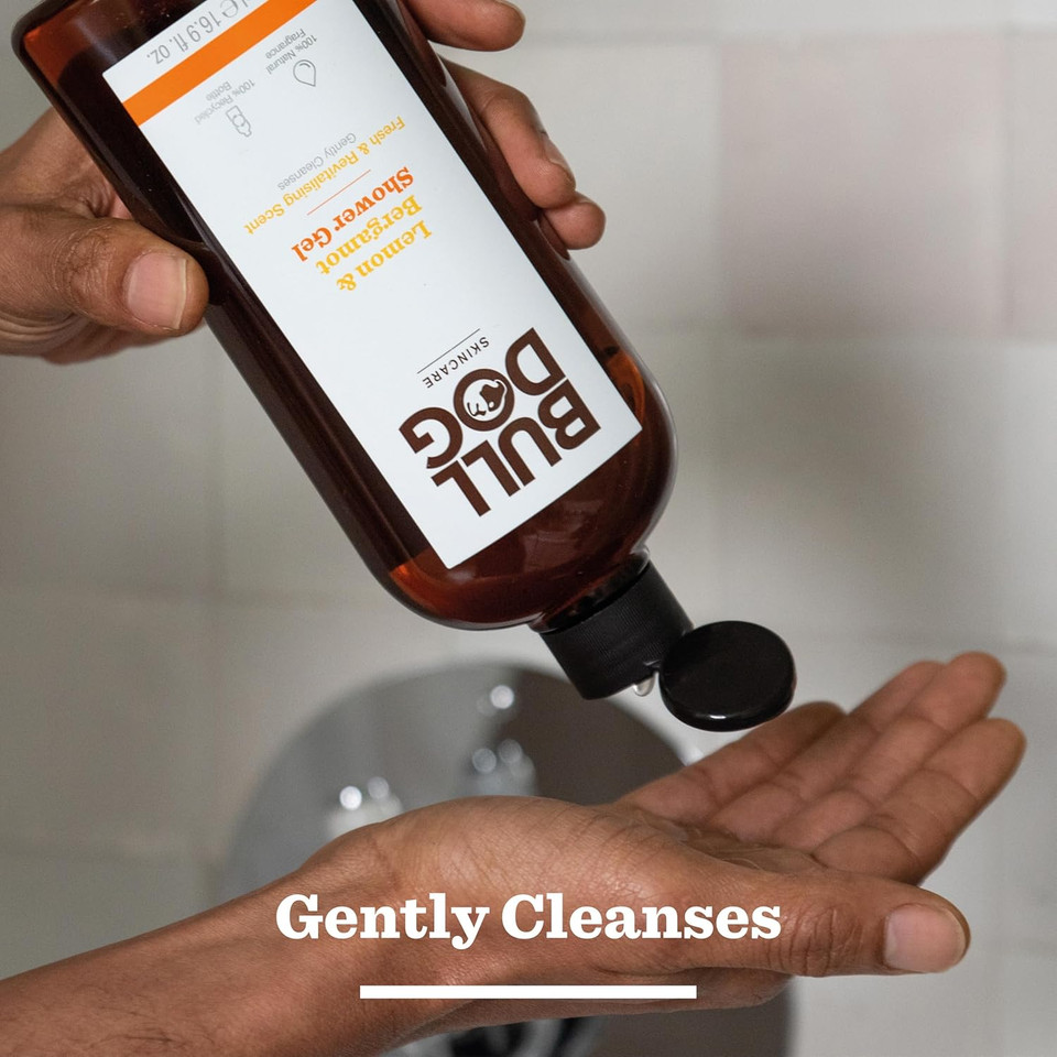 Bulldog Skincare Lemon & Bergamot Shower Gel for Men, Natural, Refreshing Men's Shower Gel, 500 ml