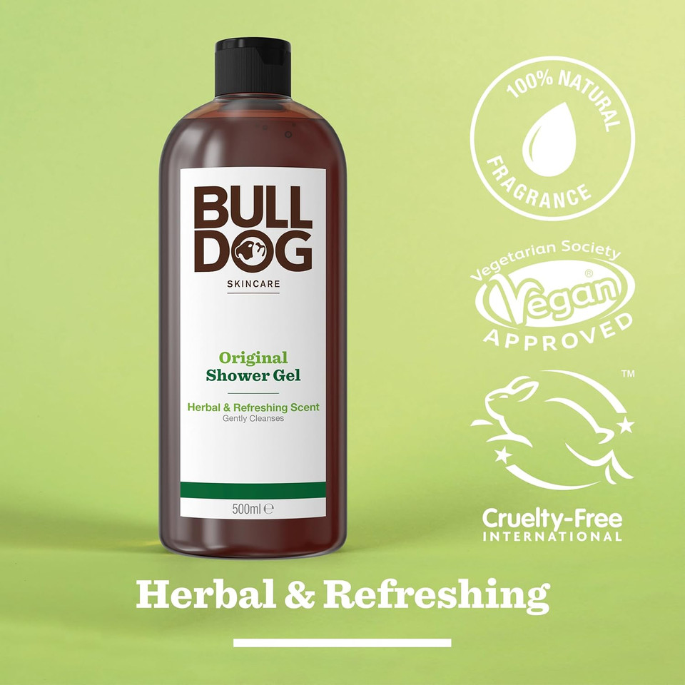 BULLDOG SKINCARE - Ginger and Patchouli Shower Gel | Zesty and Energising Scent | 500 ml