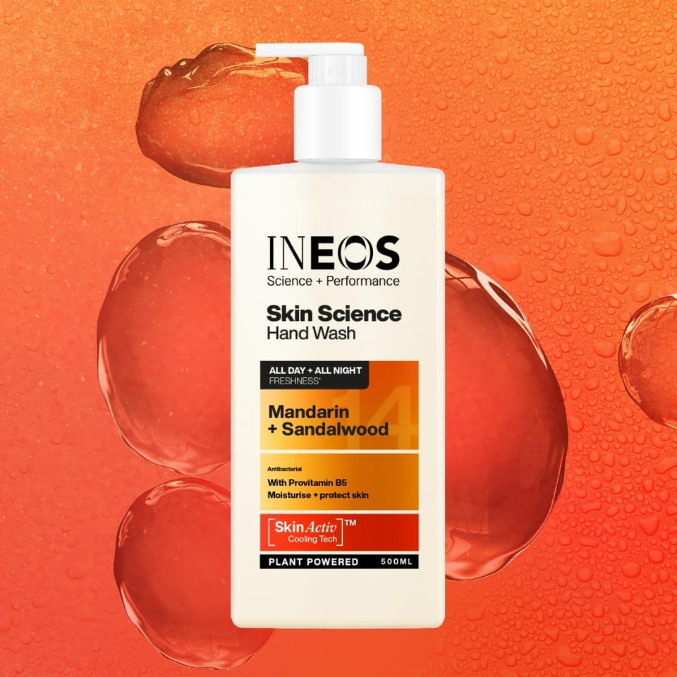 INEOS Skin Science - With Provitamin B5 Hand Wash Mandarin + Sandalwood - With SkinActiv Cooling Tech - Plant Powered 500ml
