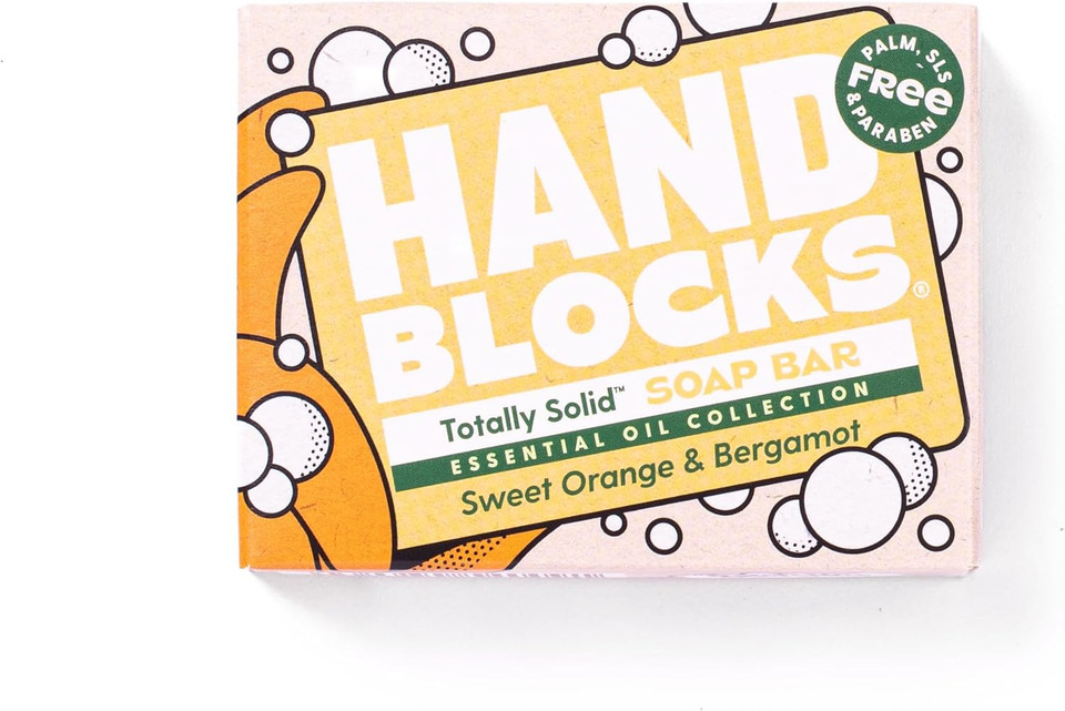 Hand Blocks: Sweet Orange & Bergamot - Cold Processed Natural Soap Bars - Plastic, Palm, SLS, SLES & Paraben Free