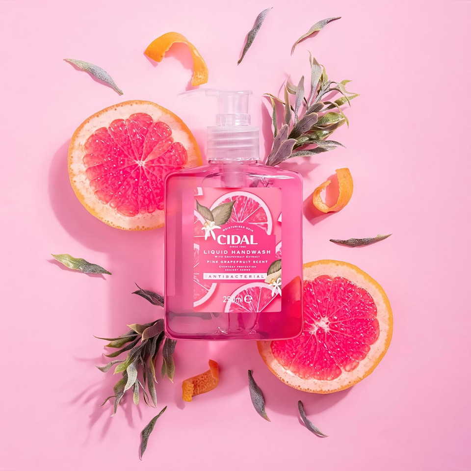 CIDAL Pink Grapefruit Handwash, antibacterial, uplifting fresh grapefruit scent, 250ml