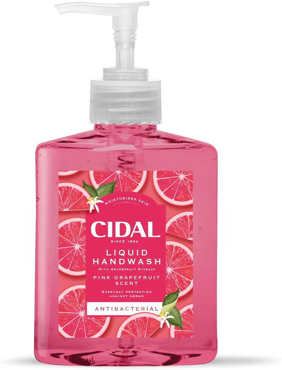 CIDAL Pink Grapefruit Handwash, antibacterial, uplifting fresh grapefruit scent, 250ml