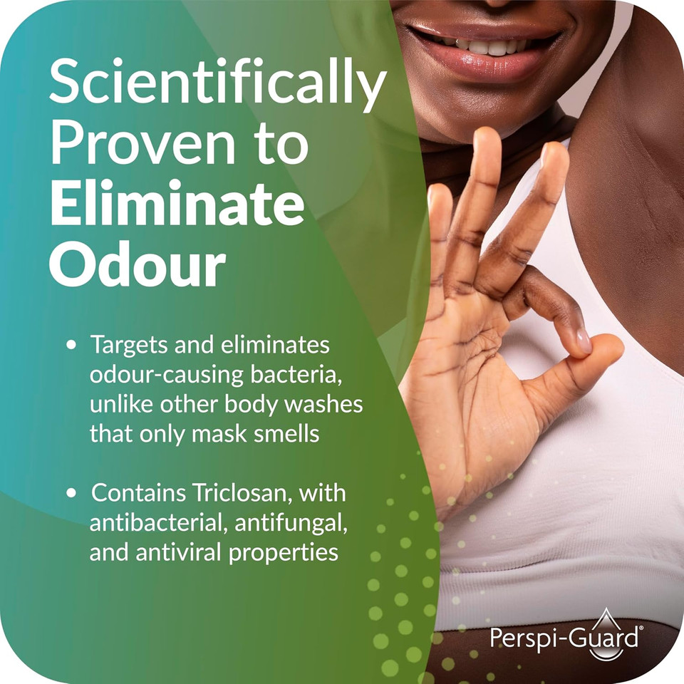 Perspi-Guard Odour Control Antibacterial Body Wash for Men & Women, Anti Bacterial Shower Gel Targets Body Odour for Long-Lasting Protection, 200 ml