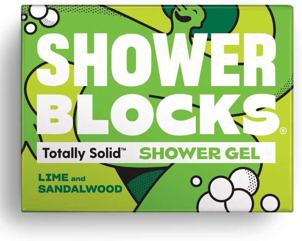 Shower Blocks - Lime & Sandalwood Solid Shower Gel | Plastic, Cruelty and Paraben Free | Vegan | Moisturising Body Soap For The Shower