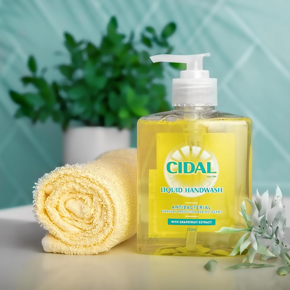 Cidal Grapefruit Handwash, antibacterial, uplifting fresh grapefruit scent, 250ml
