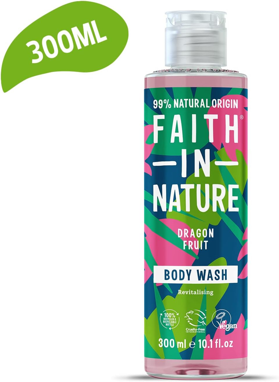 Faith In Nature 300 ml Natural Natural Wild Rose Body Wash, Restoring, Vegan and Cruelty Free, No SLS or Parabens