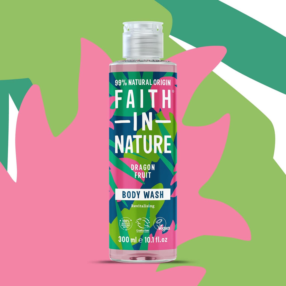 Faith In Nature 300 ml Natural Dragon Fruit Body Wash, Revitalising, Vegan and Cruelty Free, No SLS or Parabens