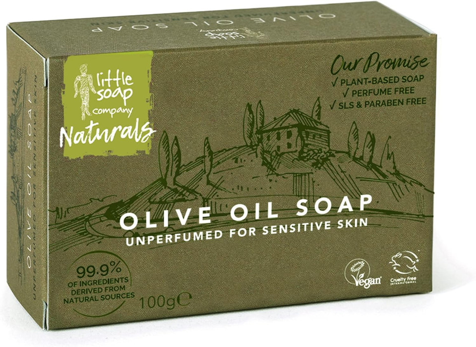 Little Soap Olive Oil Soap Bar - Vegan, Cruelty Free, No SLS or Parabens, Mediterranean Range, Bar of Soap Perfect for Sensitive Skin, Natural Eco Friendly Body & Hand Soap, 100g (Olive) (Pack of 2)