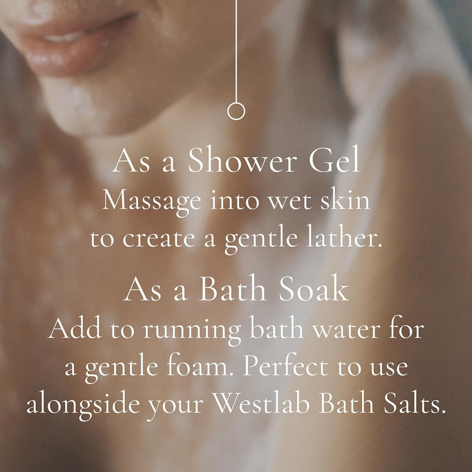 Westlab Dead Sea Salt Bath & Shower Gel 500ml - 95% Naturally derived ingredients - For Dry & Sensitive Skin - Skin Barrier and Microbiome-Friendly