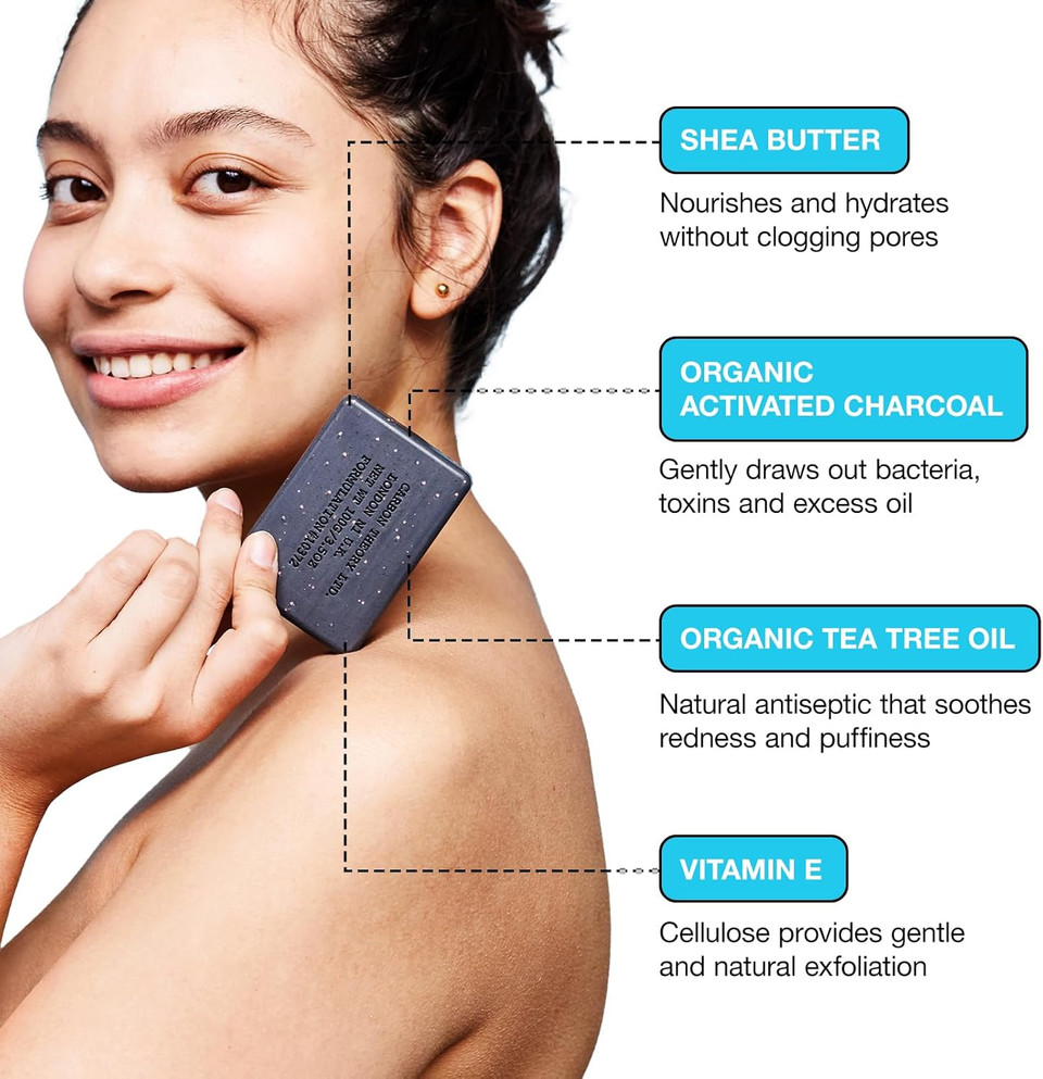 Carbon Theory Vitamin C Face Wash Bar Facial Cleansing Bar - Brightens & Evens Skin Tone - Vitamin C Cleanser with Caffeine & Citric Acid - Vegan Face Wash for Spot Prone Skin - SupaVIT-C, 80g