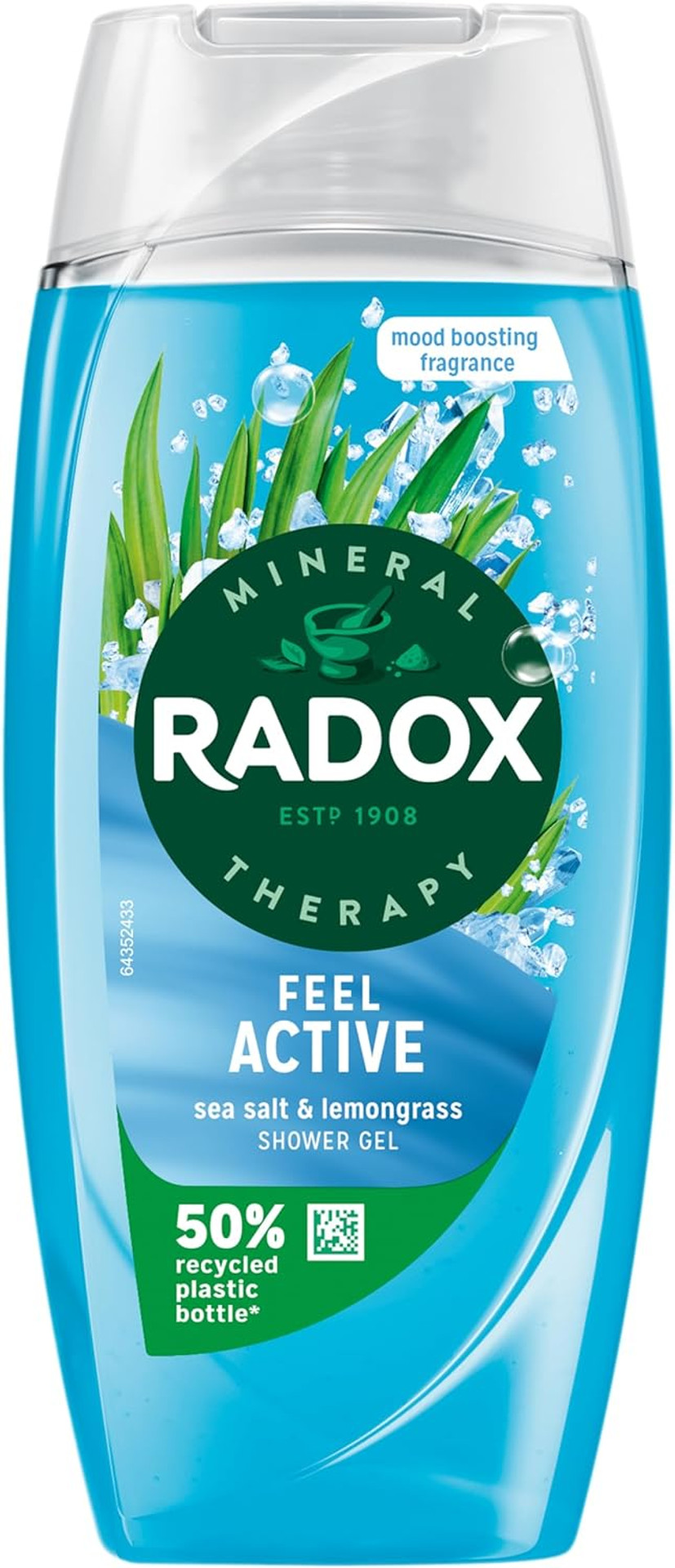 Radox Mineral Therapy Feel Active Shower Gel with Sea Salt & Lemongrass Scent - 225ml (Pack of 6)
