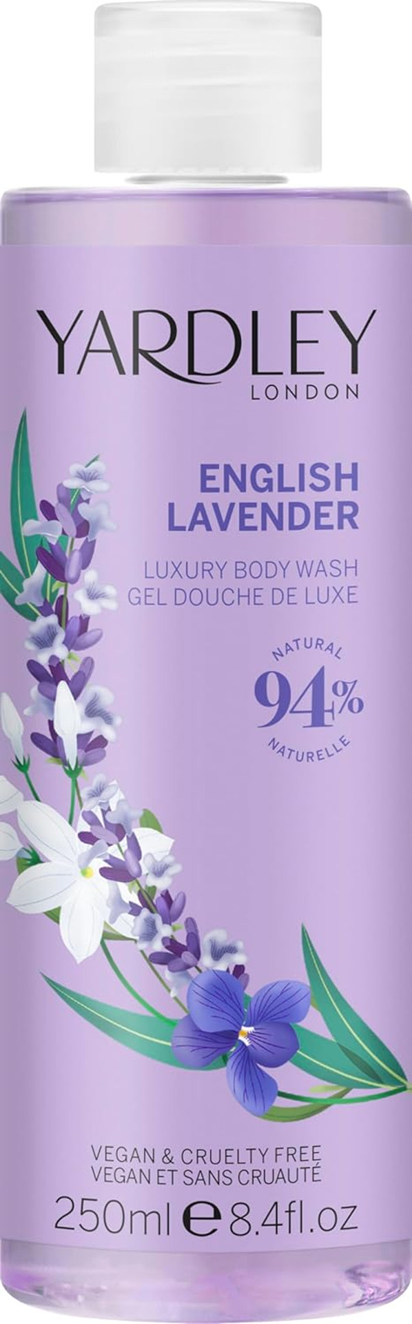 Yardley London English Rose Body Wash, Floral Womens Shower Gel with Shea Butter, Cleansing and Hydrating Body Wash for Women 250ml