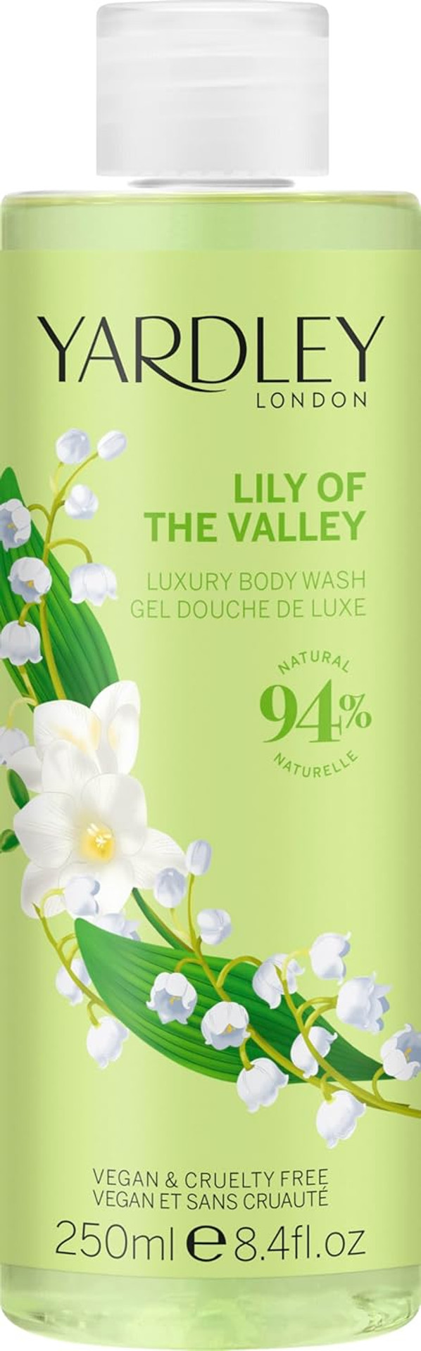 Yardley London Lily of the Valley Body Wash, Floral Womens Shower Gel with Shea Butter, Cleansing and Hydrating Body Wash for Women 250ml