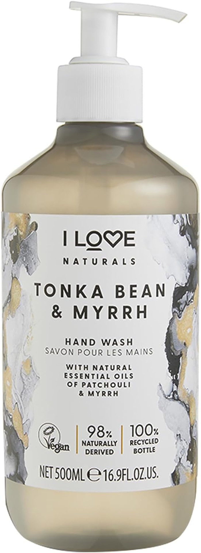 I Love Naturals Tonka Bean & Myrrh Hand Wash, Natural Oils Of Patchouli & Myrrh, Gently Removes Impurities, Refreshing & Cleansing Formula, 500ml