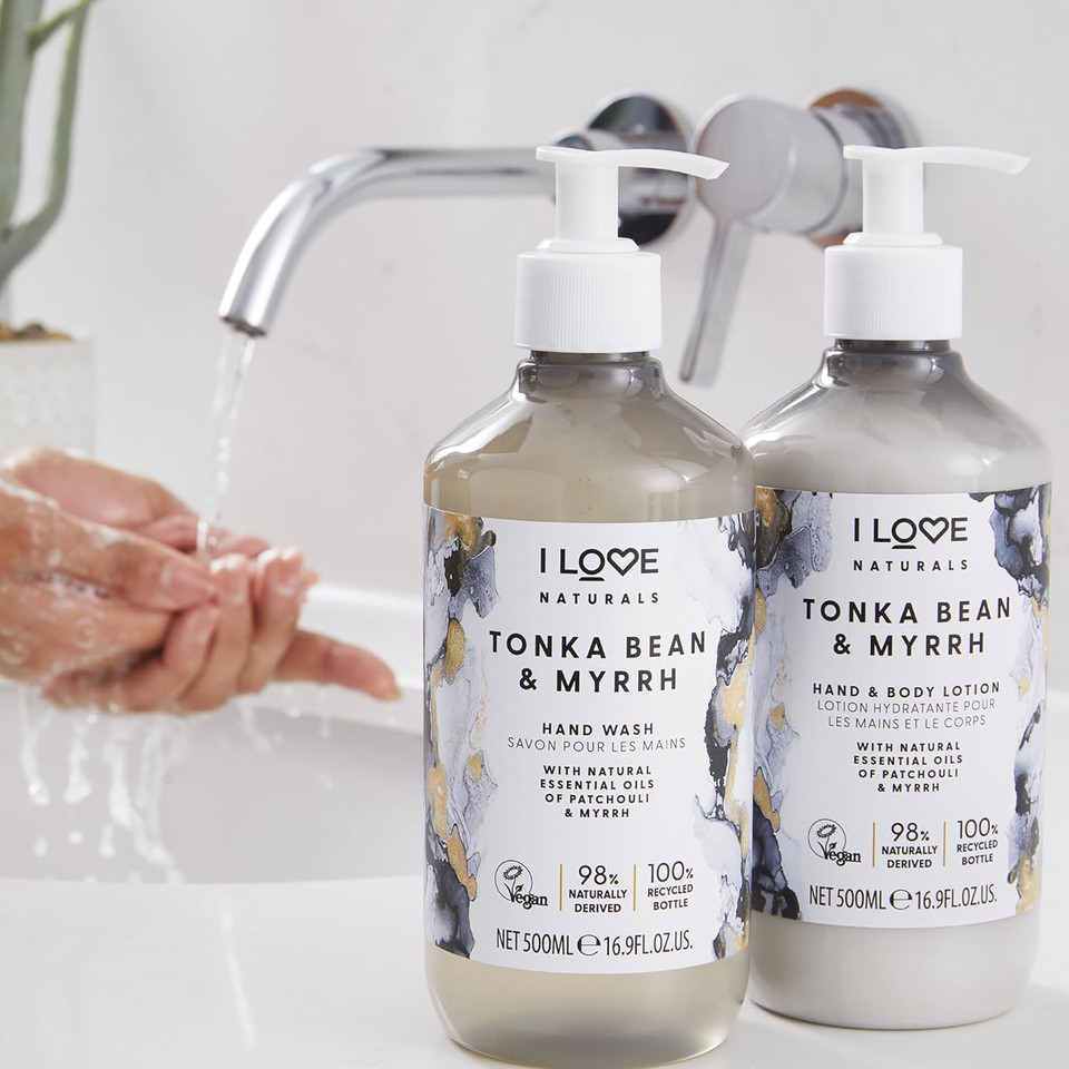 I Love Naturals Tonka Bean & Myrrh Hand Wash, Natural Oils Of Patchouli & Myrrh, Gently Removes Impurities, Refreshing & Cleansing Formula, 500ml