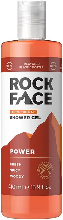 Rock Face Power Shower Gel 410ml | All in One Body Wash | Fresh Spicy Scent | Suitable for Hair and Body | Long-Lasting Scent (Pack of 2)