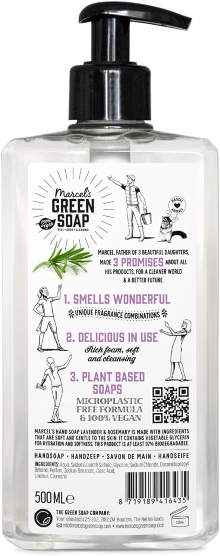 Marcel's Green Soap - Hand Soap Vanilla & Cherry Blossom - Handwash Dispenser - Eco friendly - Vegan - 97% Biodegradable - 500 ML